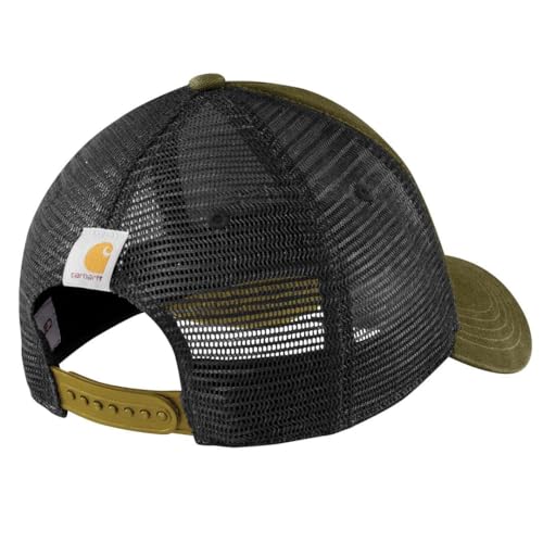 Carhartt Men's Canvas Mesh-Back Logo Graphic Cap - color: Dark Bronzed Green