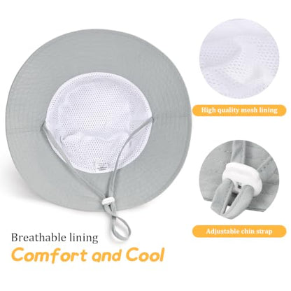 Baby Toddler Sun Hat,Boys Girls Adjustable Bucket Hat for Kids UPF 50+ Sun Protective Child Summer Beach Hats 0-5 Years - color: Gray & Army Green & Navy -3pcs, size: 2-5T