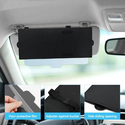 Sun Visor Extender for Car, Adjustable Visor Extender Sun Blocker with PC Lens Side Sunshade Clip-on Design Universal Waterproof Durable Automotive Accessories Universal for Most Cars