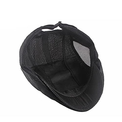 FASHIXD Mens Mesh Flat Caps Light Summer Beret Hat Breathable Newsboy Ivy Cap Cabbie Adjustable - color: Black