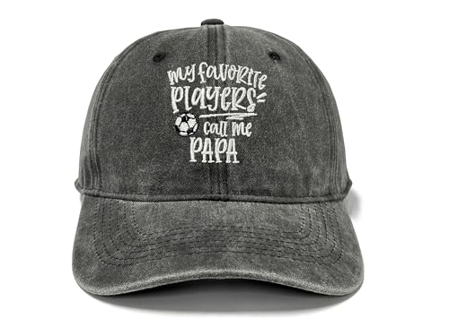 Adjustable Embroidery Hat for Men Women, Gift Baseball Cap for Adult - color: Soccer Papa (Washed Black)
