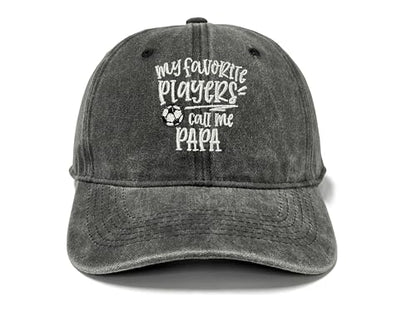Adjustable Embroidery Hat for Men Women, Gift Baseball Cap for Adult - color: Soccer Papa (Washed Black)