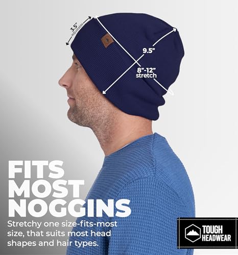 Tough Headwear Beanie Hat - Stretch-Fit Beanie for Men - Insulated Winter Hats for Women - Durable Knit Men’s Winter Cap - color: Navy Blue