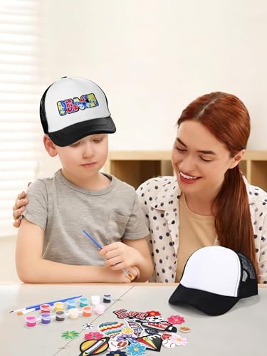 Aneco DIY Blank Trucker Hats Kit Adjustable Baseball Caps - color: Black