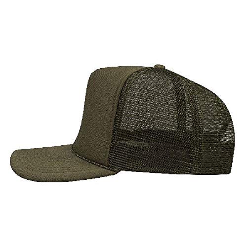 OTTO Polyester Foam Front 5 Panel High Crown Mesh Back Trucker Hat - color: Ol. Green