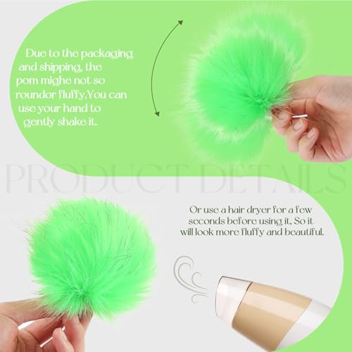 Tatuo 16 Pcs Faux Fur Pom Poms for Hats, Green - color: Green