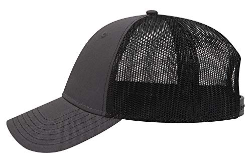 OTTO 6 Panel Low Profile Contrast Vertical Mesh Back Cap - color: Ch.gry/Blk/Blk
