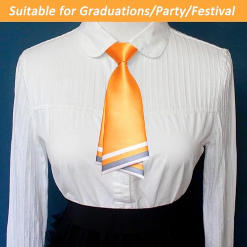 Mantieqingway Women Uniform Necktie Adjustable Strap Striped Pre-tie Ties - color: Yellow