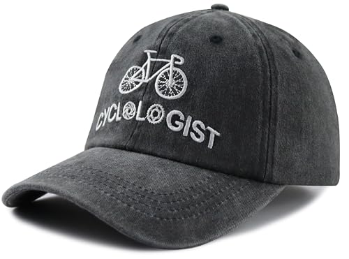 Cyclist Hat for Men Women, Classic Adjustable Cotton Cycologist Embroidered Baseball Cap - color: Black