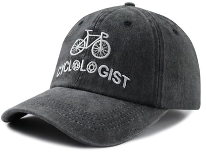 Cyclist Hat for Men Women, Classic Adjustable Cotton Cycologist Embroidered Baseball Cap - color: Black