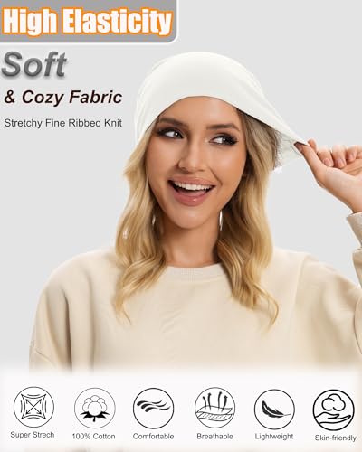 ROYBENS Thin 100% Cotton Beanie for Men Women Lightweight Slouchy Chemo Hat - color: 1pcs-white