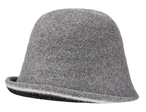 Women Warm Vintage Bucket Hats Fashion Fedora Cloche Cap Classic Felt Bowler Hat Outdoor Fall Winter - color: Grey