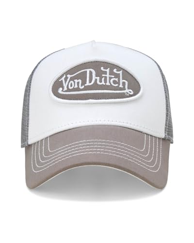 Von Dutch Unisex Trucker Hat, Colorblock, Mesh Back, Curved Bill, Snapback - color: Light Grey