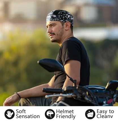 MELASA Cooling Skull Cap Breathable Mesh Sweat Control Helmet Liner for Men - color: Black+dark Blue+digital Camo