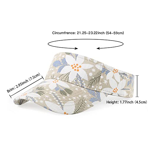 HH HOFNEN Sports Sun Visor Hats Cotton Adjustable Golf Caps for Men Women - color: #1d Flower Khaki