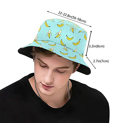 Bucket Hat Sun Beach Packable Fisherman Cap for Women Men Summer Outdoor Hiking - color: Cute Banana