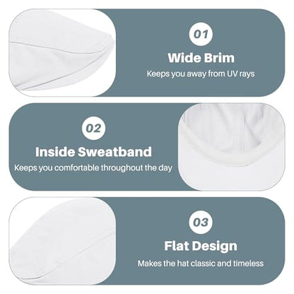 Newsboy Cap for Men 100% Cotton Mens Flat Hats Newsies Hat Classic Irish Gatsby Ivy Cabbie Golf Hats - color: White, size: Large-X-Large