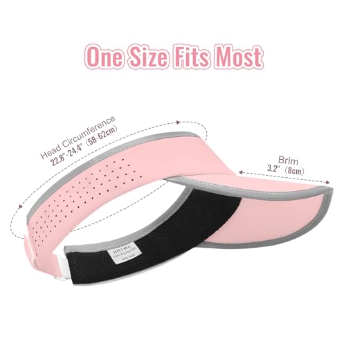 Foldable Sports Sun Visor Hat - Adjustable Running Golf Tennis Cap with Mesh&Reflective Design, Quick Drying for Men & Women - color: Pink/Reflective