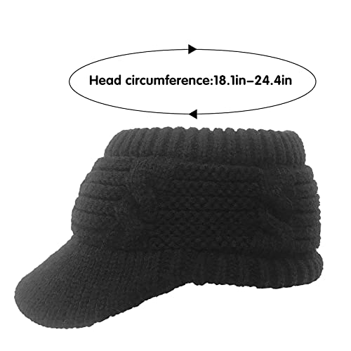 XYIYI Beanie Tail Winter Warm Knit Messy High Bun Ponytail Hats Visor Beanie Cap - color: Black