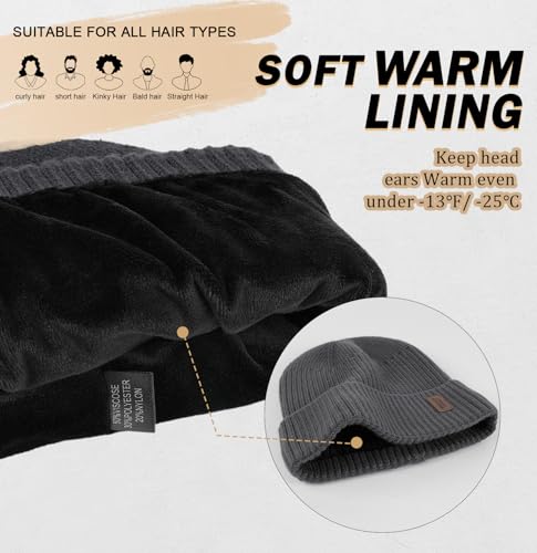 Wmcaps Winter Beanie for Men Women Fleece Lined Hat Warm Cuffed - color: Linen Ash