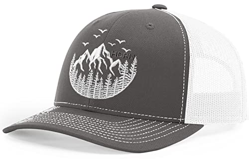HORN GEAR Trucker Hat - Mountain Hat Edition - color: Charcoal/White