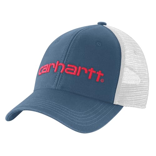 Carhartt Men's Canvas Mesh-Back Logo Graphic Cap - color: Deep Ocean
