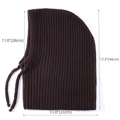 Connectyle Knit Hooded Scarf Hat Pullover Balaclava Beanie Skull Cap with Drawstring Neck Gaiter Hood Winter Hats for Women - color: Coffee