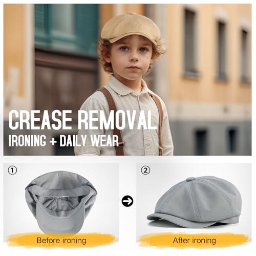 Toddler 8 Panel Cotton Newsboy Cap - color: Light Grey, size: 4-5T