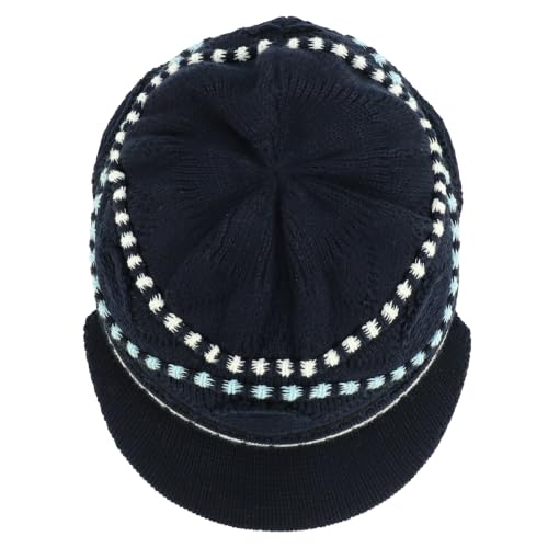Armycrew Rasta Jamaica Style Thick Acrylic Knit Cuff Beanie Visor - color: Navy Sky 2