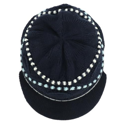Armycrew Rasta Jamaica Style Thick Acrylic Knit Cuff Beanie Visor - color: Navy Sky 2