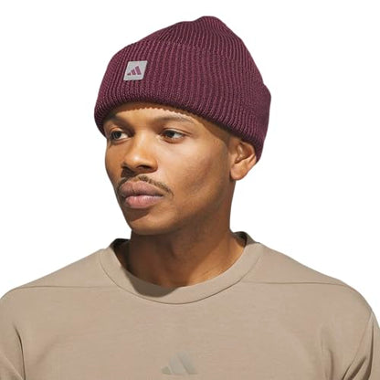 adidas Men's Premium Cuff Fold Beanie - color: Maroon/Grey Four