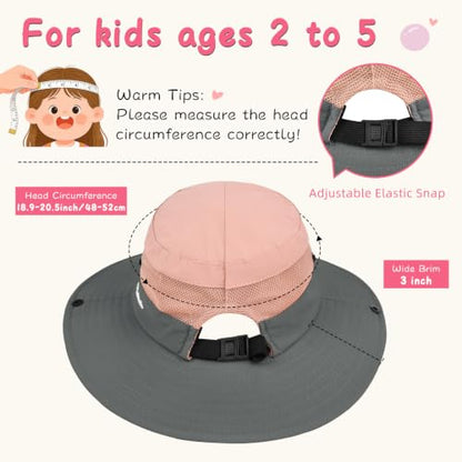 ZOORON Kids Girls Ponytail Sun Hat UPF 50+ Breathable Mesh Water-Resistant - color: Two-tone Pink