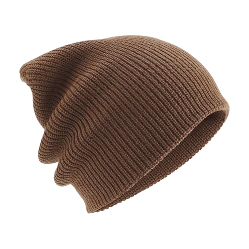 Trawler Beanie Winter Hats Fisherman Beanie for Men Women Knit Cuff Unisex Roll Up Edge Skull Cap JILANI X Edition - color: Dark Brown