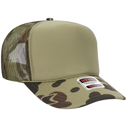 BROTHER TRUCKERS The World's Greatest Camouflage Patterned Trucker Hat Blanks - Wholesale Bulk Unisex Snapback Hats - color: Green Camo Poly