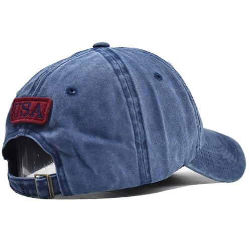 Women's Men's Fashion Baseball Cap Adjustable Strapback Hats Dad Hat Visor Sports Hat - color: American Flag - Navy Blue