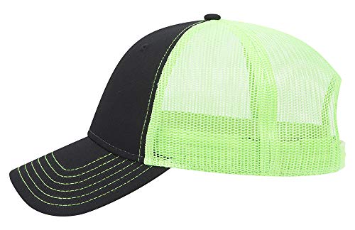 OTTO 6 Panel Low Profile Contrast Vertical Mesh Back Cap - color: Blk/Blk/N.grn