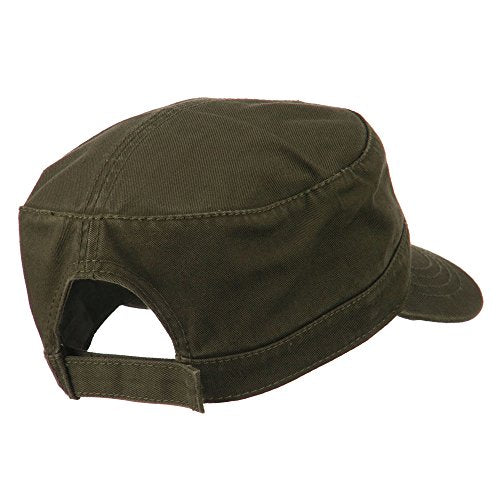 Garment Washed Adjustable Army Cap - color: Dark Olive Green