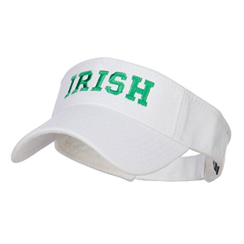 e4Hats.com Irish Embroidered Cotton Knit Visor - color: White