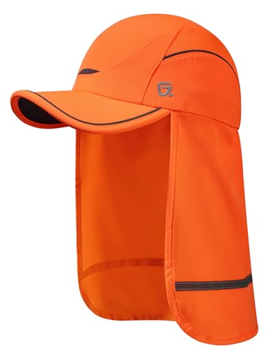 GADIEMKENSD 360° Reflective Work Hat with Neck Shade, UPF50+ Sun Protection, Breathable Mesh, Sweat Wicking - color: Neon Orange