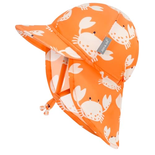 JAN & JUL Baby Sun-Hat with Neck Flap for Swimming - color: Crabby Crab, size: 0-3 Months