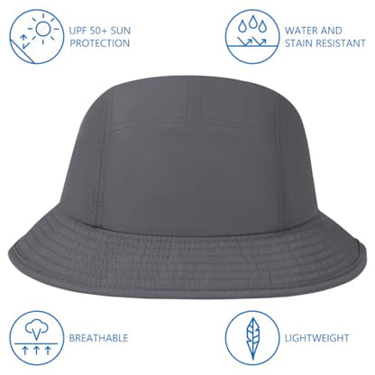 BASSDASH UPF50+ Fishing Bucket Hat for Men Women Lightweight Water Resistant Packable Outdoor Summer Sun Hats FH13 - color: Dark Grey