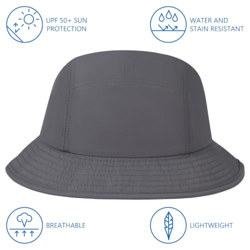 BASSDASH UPF50+ Fishing Bucket Hat for Men Women Lightweight Water Resistant Packable Outdoor Summer Sun Hats FH13 - color: Dark Grey
