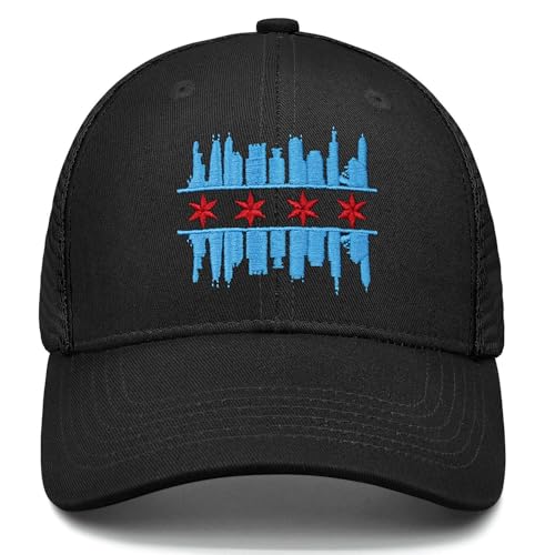 Embroidered State Flag Trucker Hat Mesh Adjustable Snapback Baseball Cap for Men Women - color: Chicago