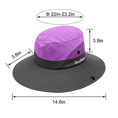 IYEBRAO 2 Pack Womens Ponytail Sun Hat UV Protection Bucket Hats Foldable Wide Brim Summer Boonie Beach Cap Fishing Hiking… - color: Purple & Sky Blue