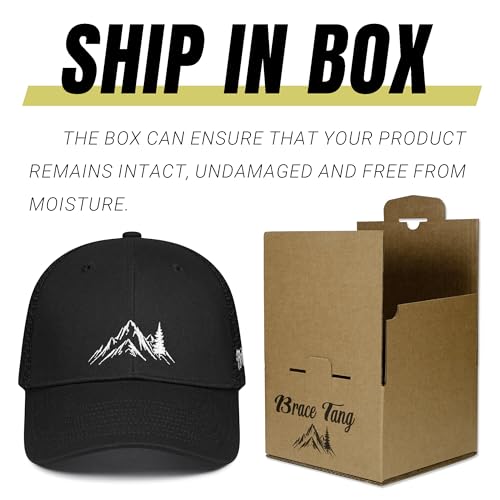 Mountain & Tree Outdoor Trucker Hat for Men Women, Embroidery Gift Baseball Cap for Hiking & Camping - color: 01.black-black, size: Small