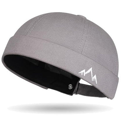 Outdoor Brimless Hat for Men Women, Adjustable Rolled Cuff Skull Cap - color: 2#grey