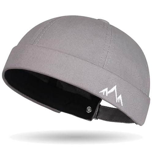 Outdoor Brimless Hat for Men Women, Adjustable Rolled Cuff Skull Cap - color: 2#grey