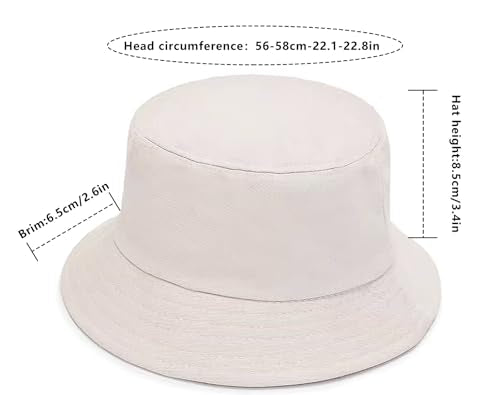 DIYDECAL Summer Bucket Hat,Beach Sun Hat Double-Sided Fisherman Hat for Men Women - color: Beige