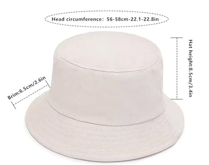 DIYDECAL Summer Bucket Hat,Beach Sun Hat Double-Sided Fisherman Hat for Men Women - color: Beige