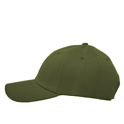 Glory Max Plain Baseball Cap Hook & Loop Strap Adjustable Solid Blank Curved Visor Hat - color: Olive